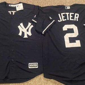 Majestic NEW YORK YANKEES DEREK JETER Cool Base Men's JERSEY Sz M,L,XL,2XL,3XL